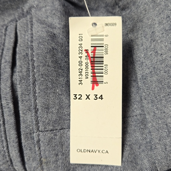 Old Navy light blue Ultimate Straight cotton chambray pants, size 32×34, NWT - Picture 11 of 11
